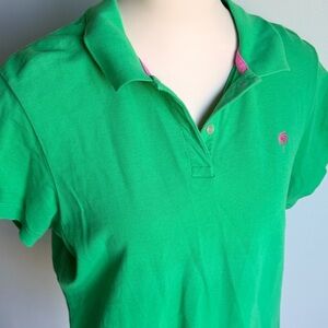 Lilly Pulitzer Soft Green Color Cotton Polo Shirt Cap Sleeve XL